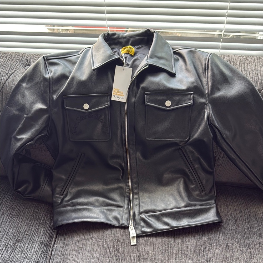 Black Varsity Bomber Jacket with Quilted Accents and Asymmetrical Zipper